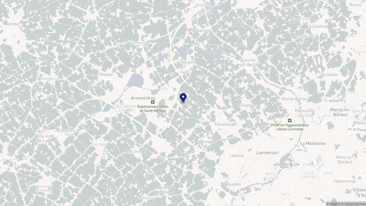 Aperçu cartographique de Houplines, centré sur la commune