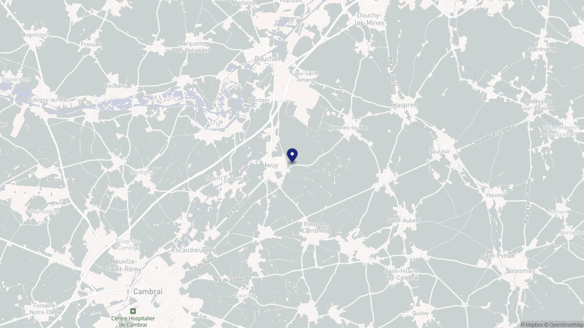 Aperçu cartographique de Iwuy, centré sur la commune