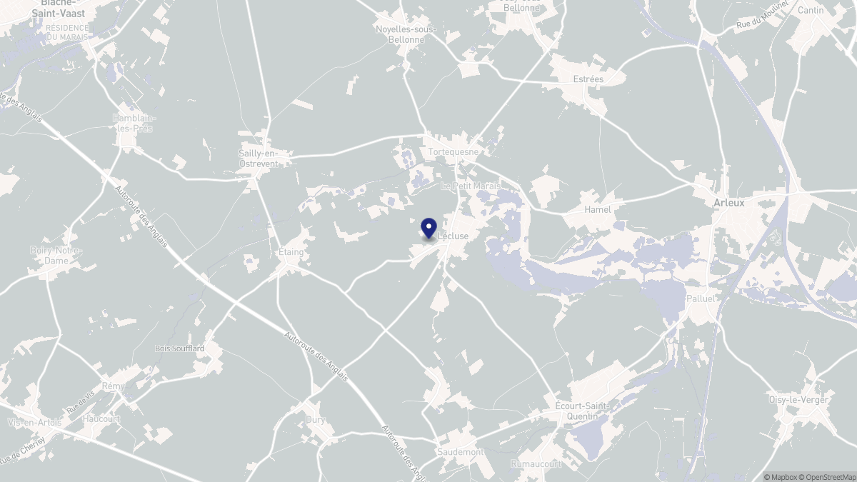 Aperçu cartographique de Lécluse, centré sur la commune