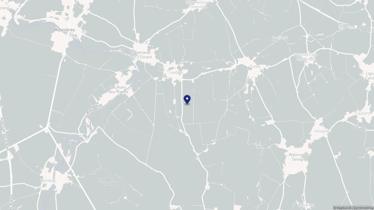 Aperçu cartographique de Lesdain, centré sur la commune
