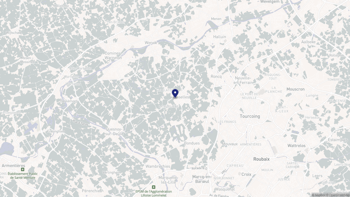 Aperçu cartographique de Linselles, centré sur la commune