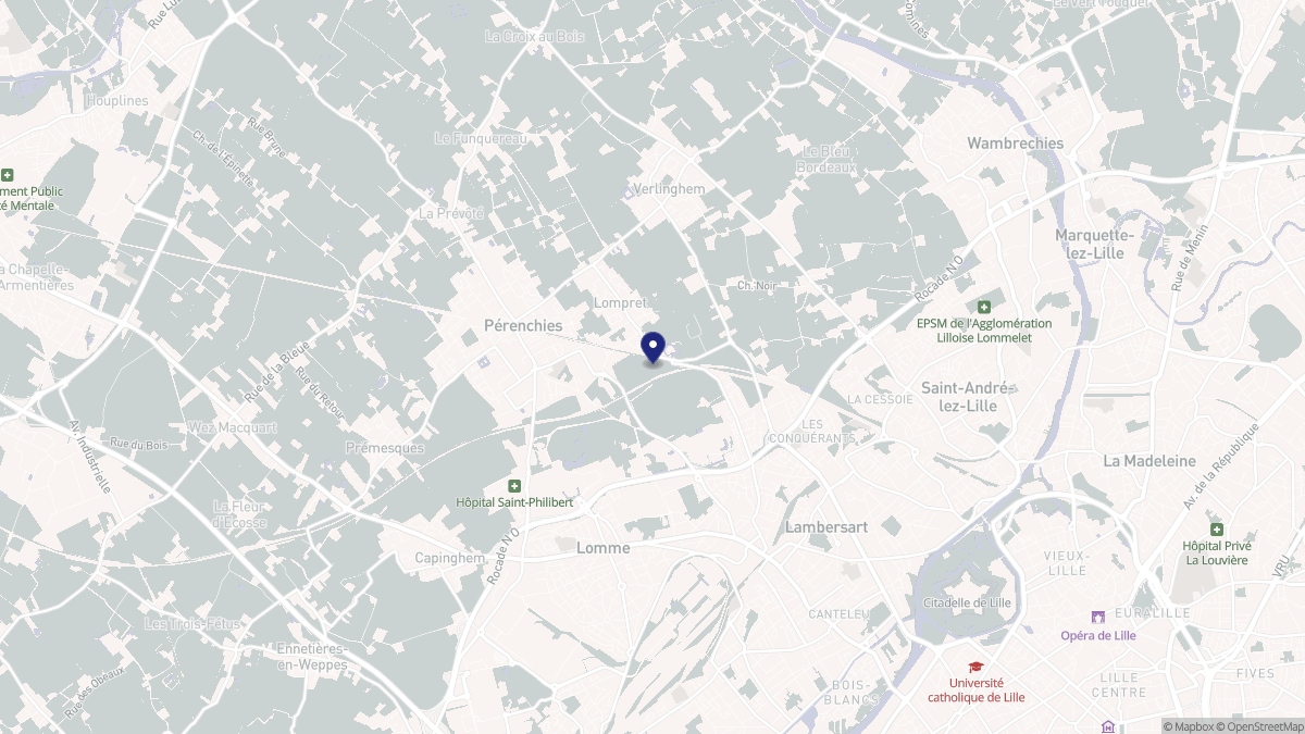 Aperçu cartographique de Lompret, centré sur la commune