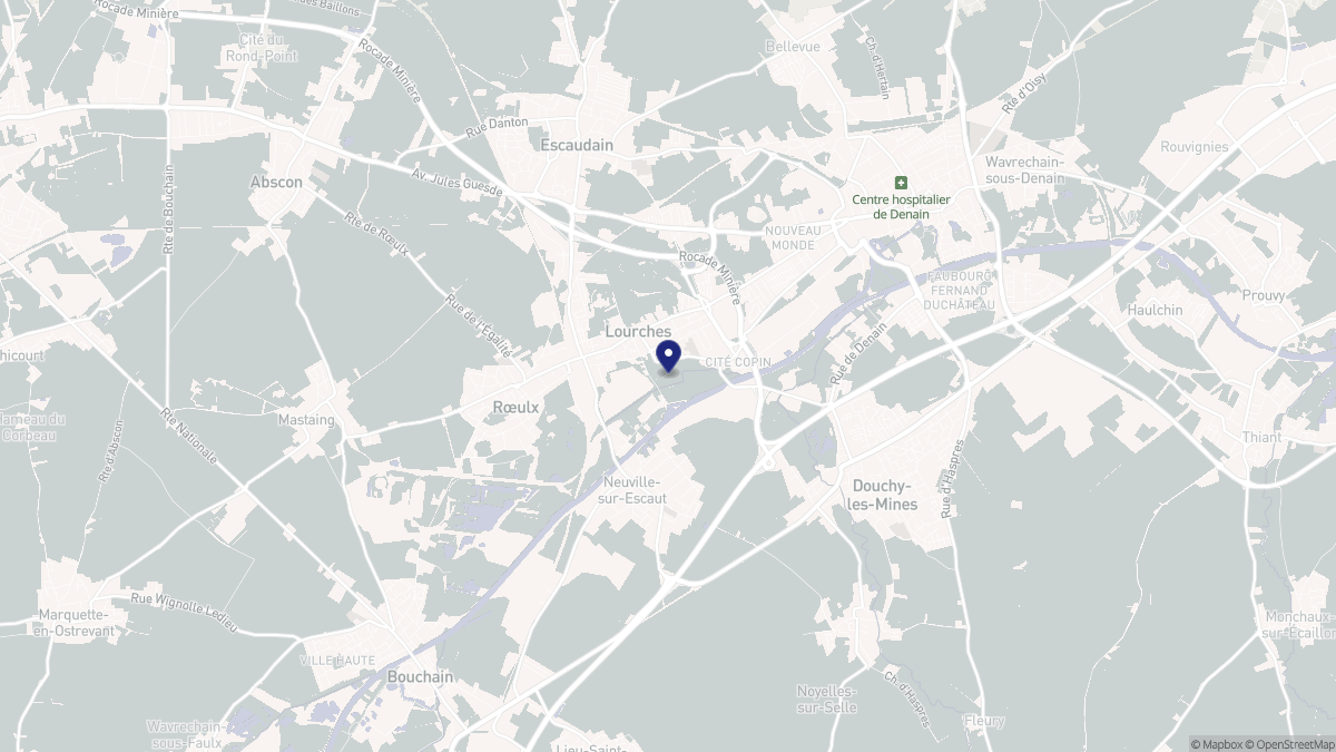 Aperçu cartographique de Lourches, centré sur la commune