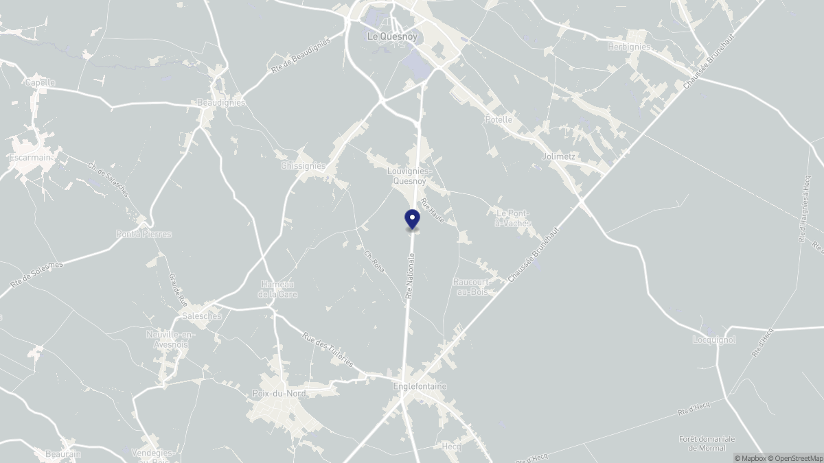 Aperçu cartographique de Louvignies-Quesnoy, centré sur la commune
