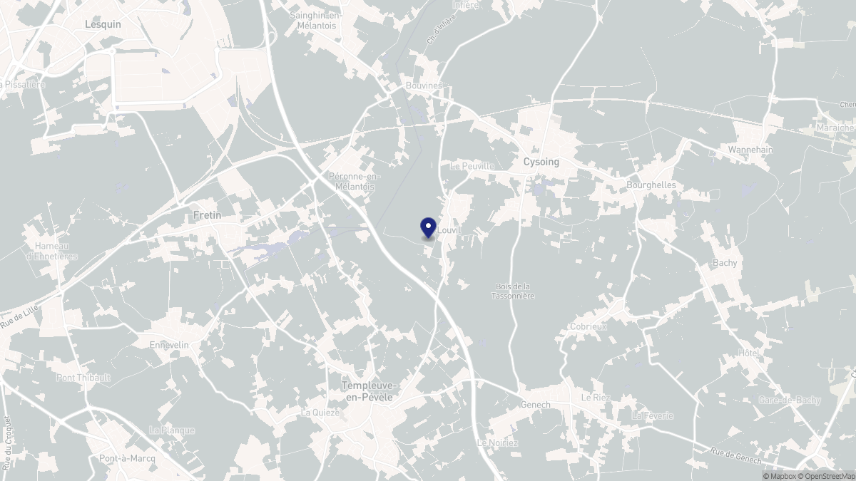 Aperçu cartographique de Louvil, centré sur la commune