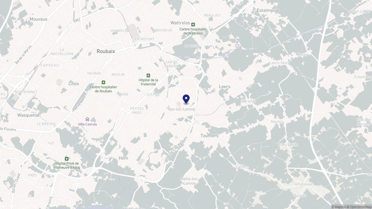 Aperçu cartographique de Lys-lez-Lannoy, centré sur la commune