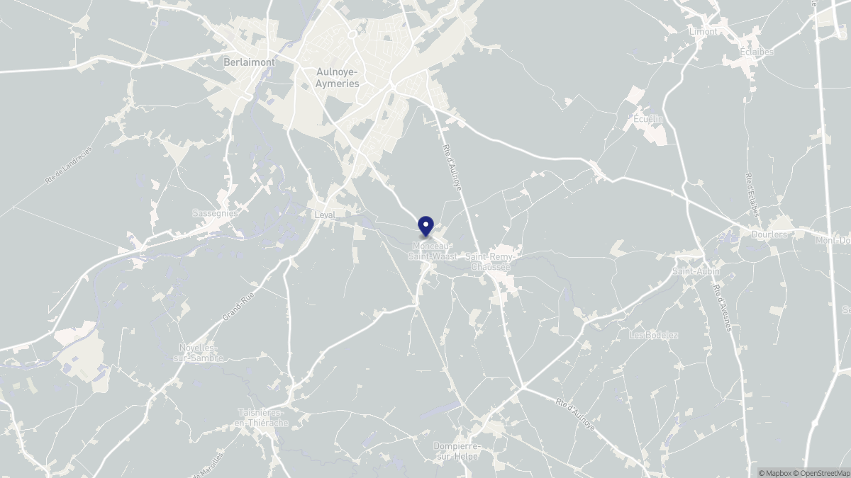 Aperçu cartographique de Monceau-Saint-Waast, centré sur la commune