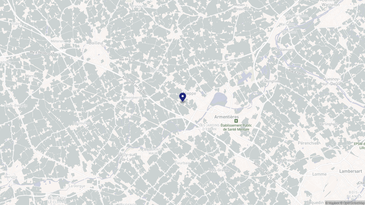 Aperçu cartographique de Nieppe, centré sur la commune