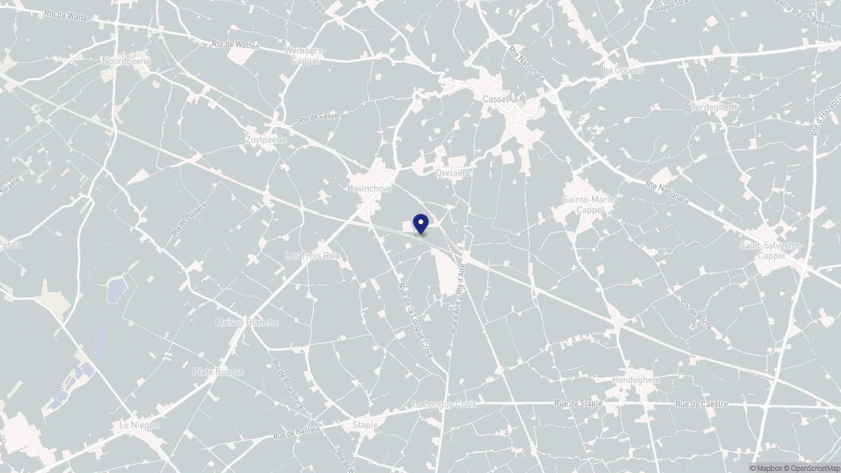 Aperçu cartographique de Oxelaëre, centré sur la commune