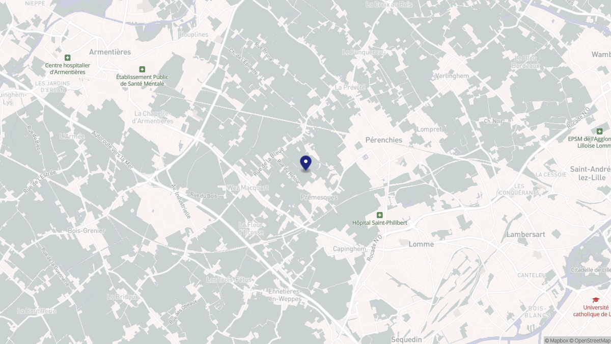 Aperçu cartographique de Prémesques, centré sur la commune
