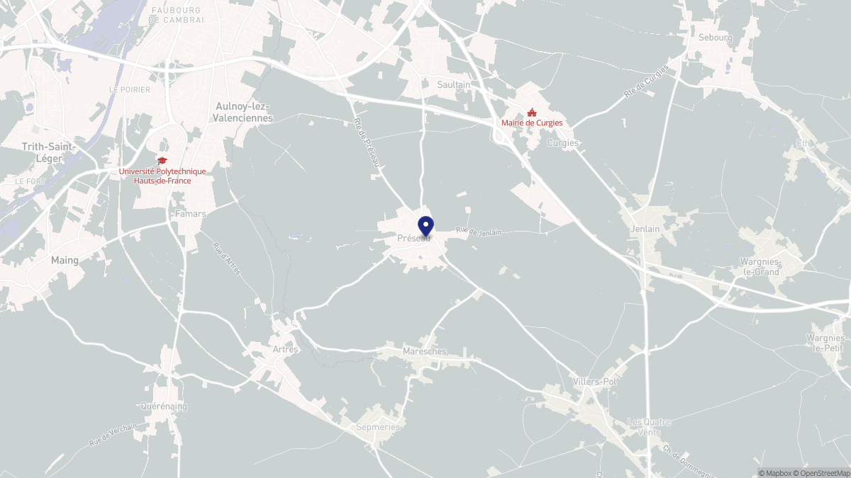 Aperçu cartographique de Préseau, centré sur la commune