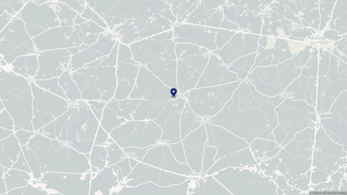 Aperçu cartographique de Prisches, centré sur la commune