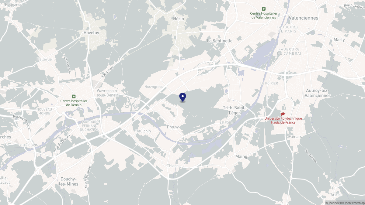 Aperçu cartographique de Prouvy, centré sur la commune