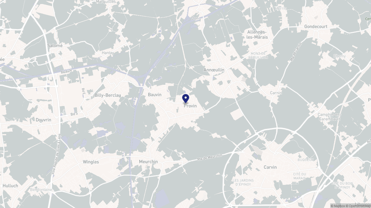 Aperçu cartographique de Provin, centré sur la commune