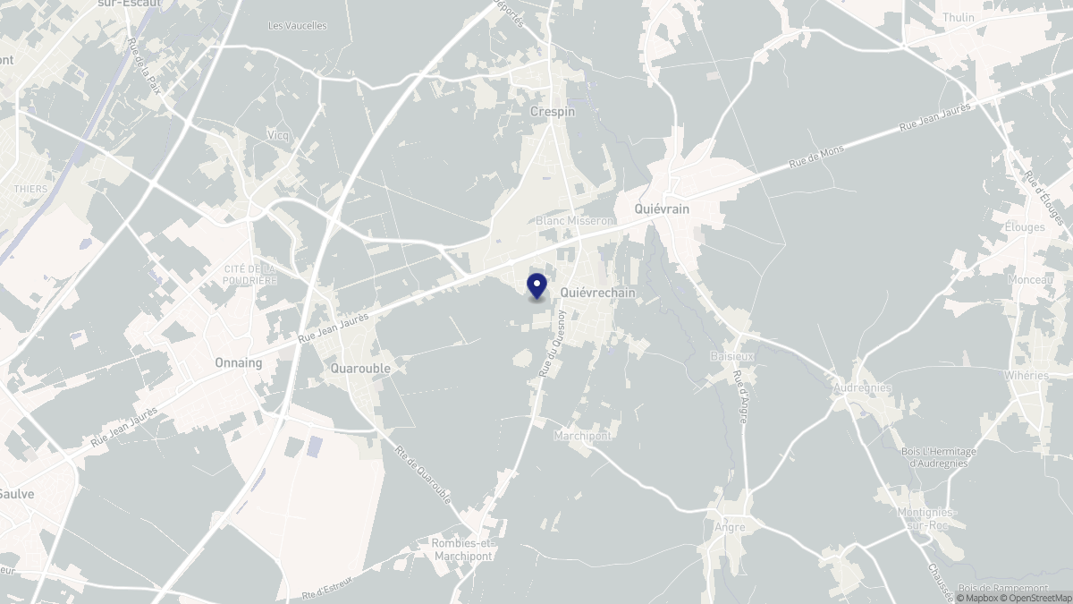 Aperçu cartographique de Quiévrechain, centré sur la commune