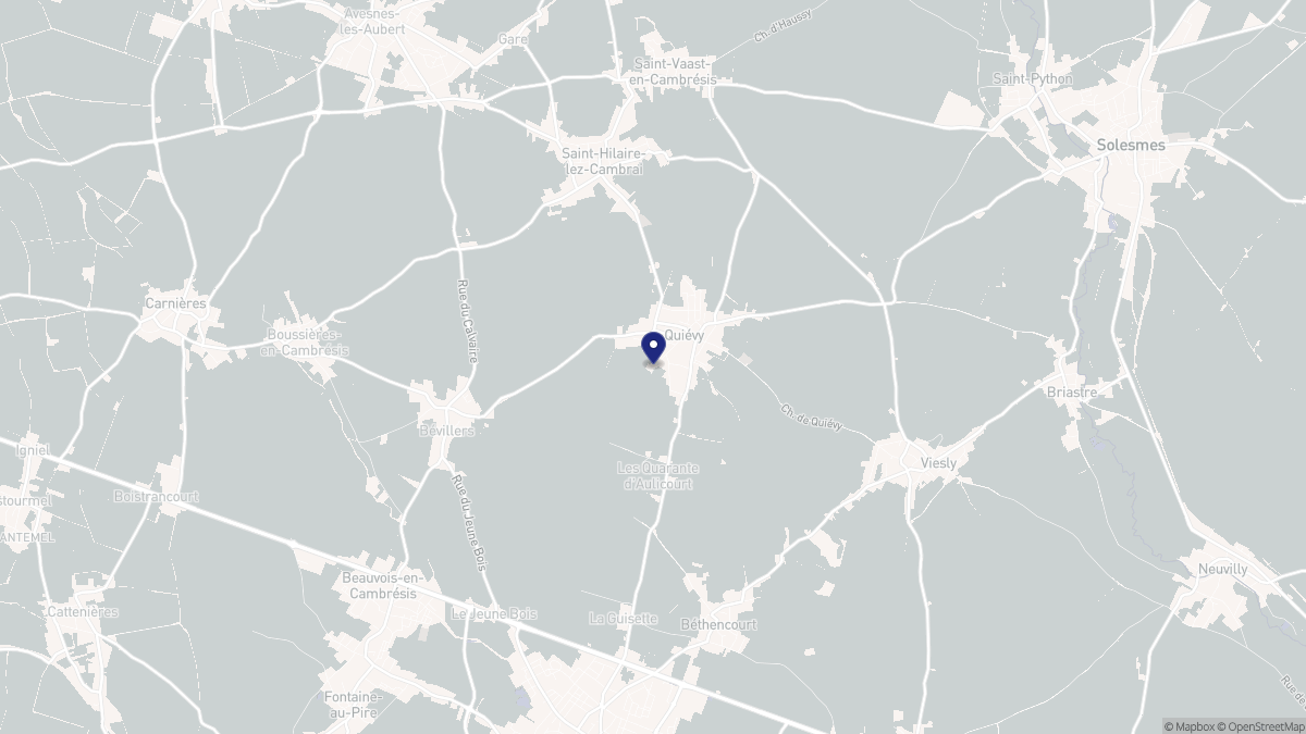 Aperçu cartographique de Quiévy, centré sur la commune