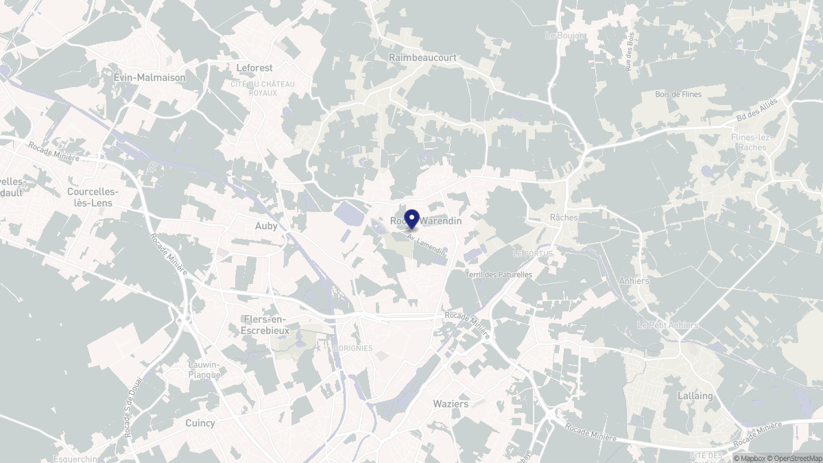 Aperçu cartographique de Roost-Warendin, centré sur la commune