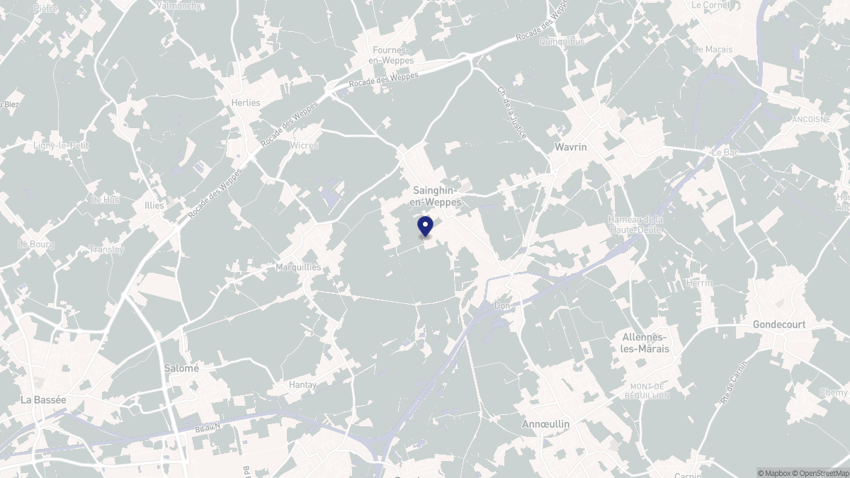Aperçu cartographique de Sainghin-en-Weppes, centré sur la commune