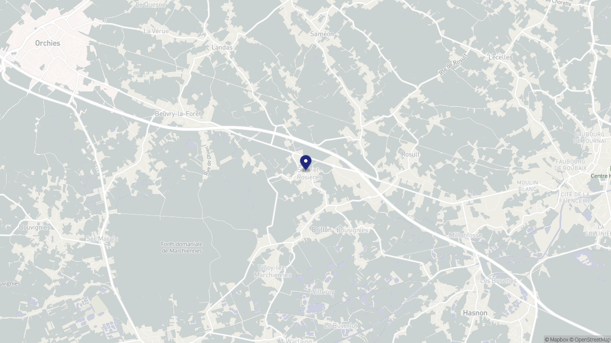 Aperçu cartographique de Sars-et-Rosières, centré sur la commune