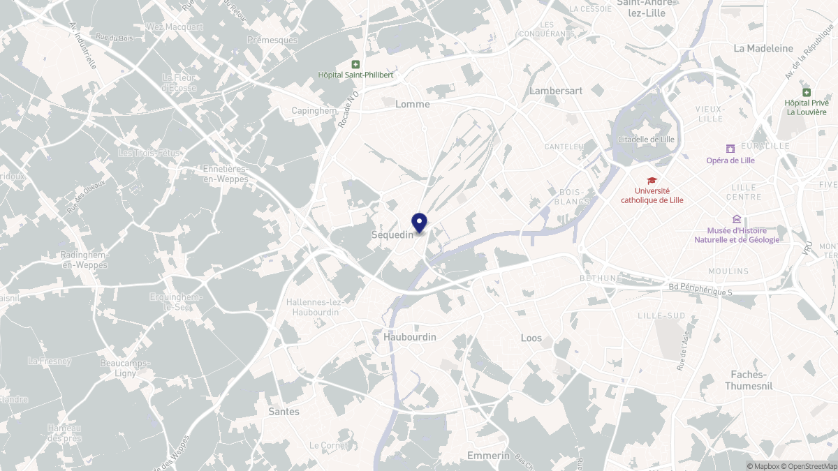 Aperçu cartographique de Sequedin, centré sur la commune
