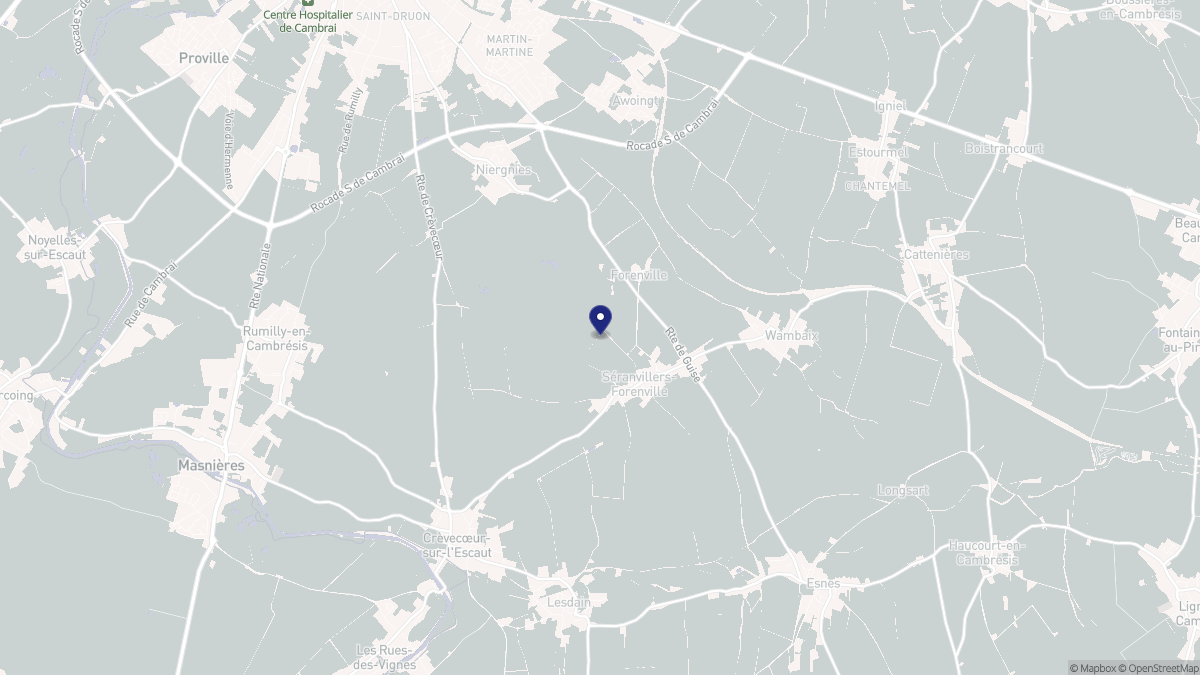 Aperçu cartographique de Séranvillers-Forenville, centré sur la commune