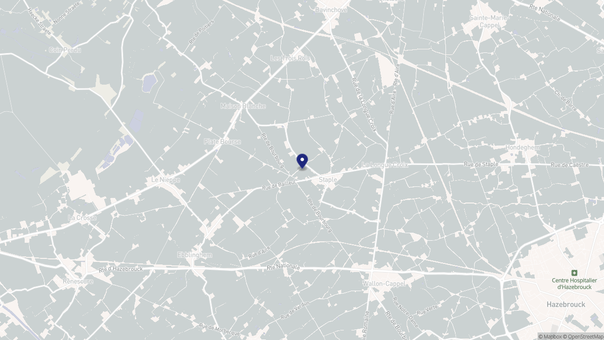 Aperçu cartographique de Staple, centré sur la commune