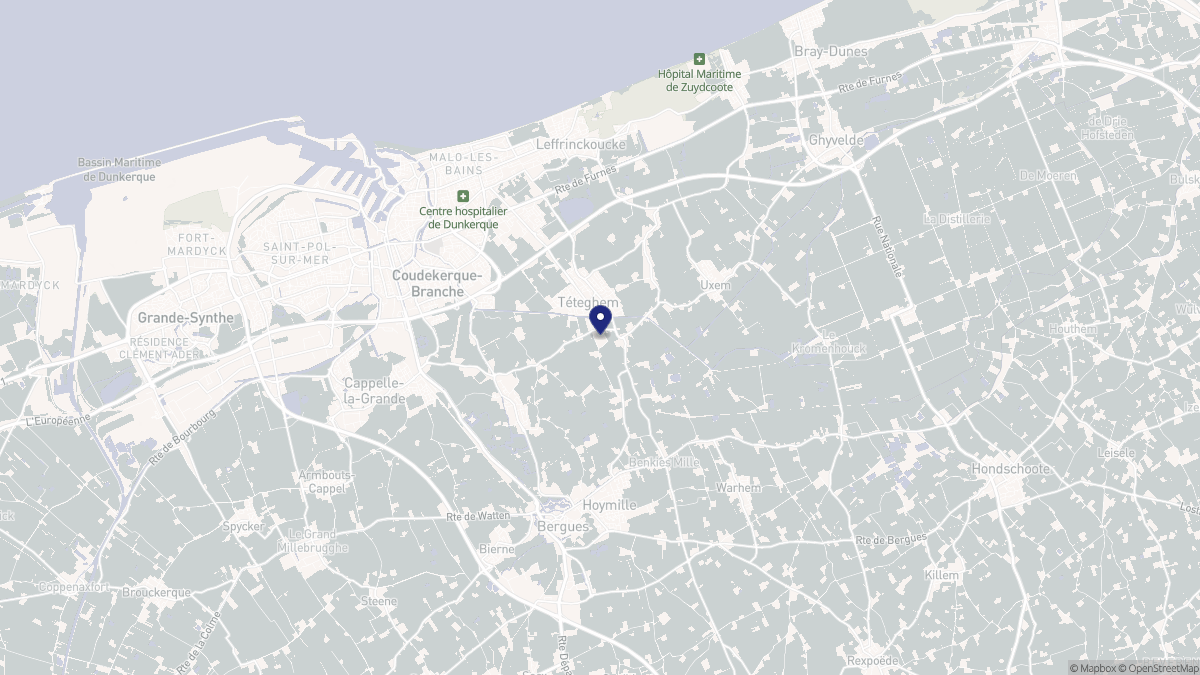 Aperçu cartographique de Téteghem-Coudekerque-Village, centré sur la commune