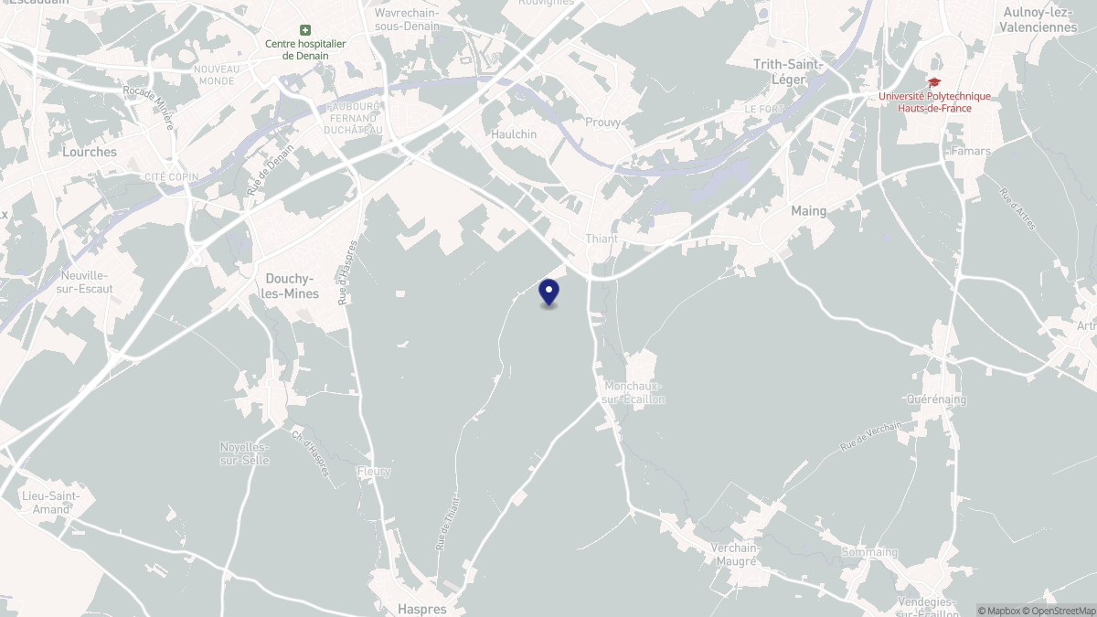 Aperçu cartographique de Thiant, centré sur la commune
