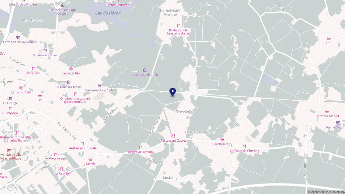 Aperçu cartographique de Tressin, centré sur la commune