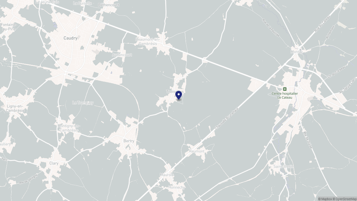 Aperçu cartographique de Troisvilles, centré sur la commune