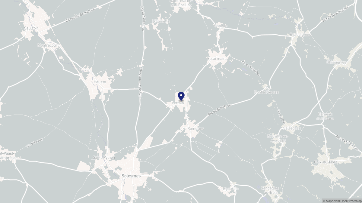 Aperçu cartographique de Vertain, centré sur la commune