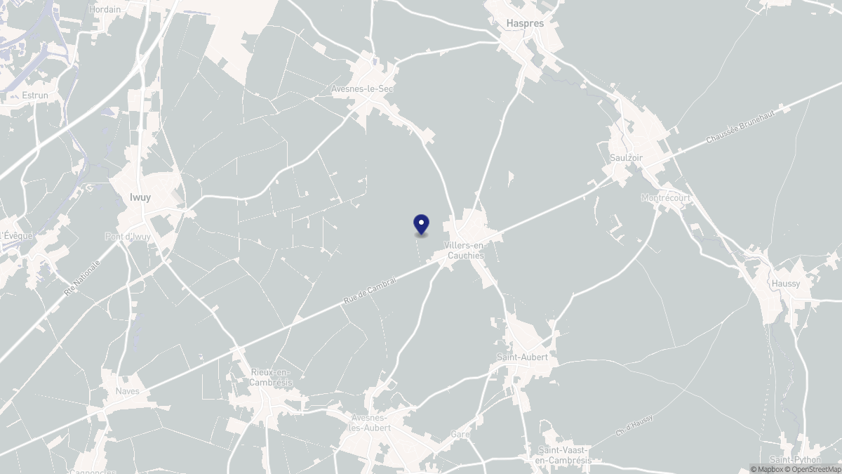 Aperçu cartographique de Villers-en-Cauchies, centré sur la commune