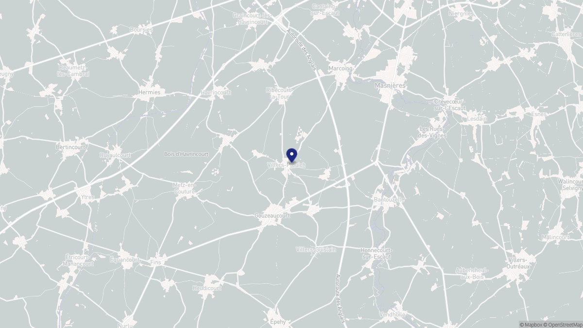 Aperçu cartographique de Villers-Plouich, centré sur la commune