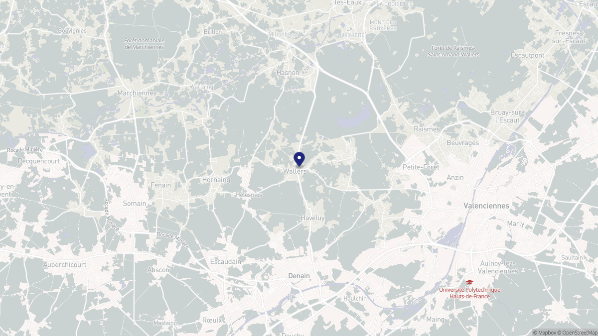 Aperçu cartographique de Wallers, centré sur la commune