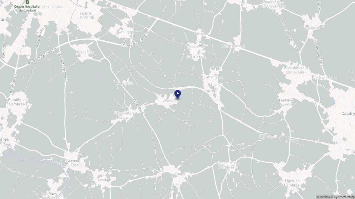 Aperçu cartographique de Wambaix, centré sur la commune