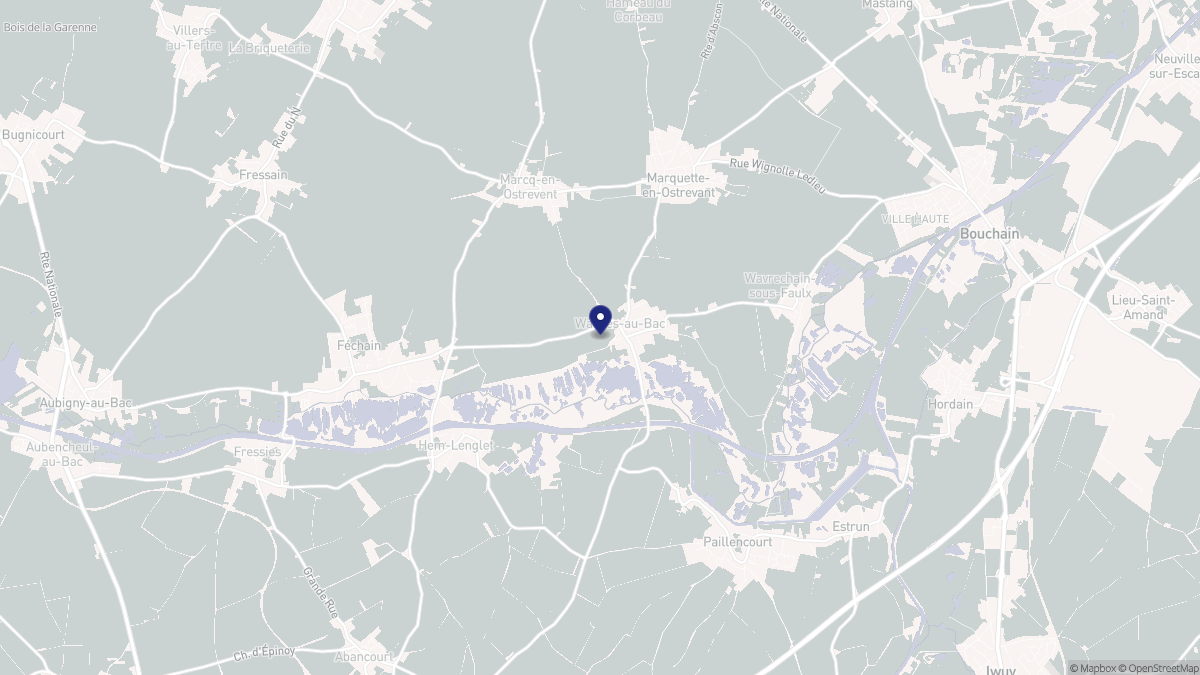 Aperçu cartographique de Wasnes-au-Bac, centré sur la commune