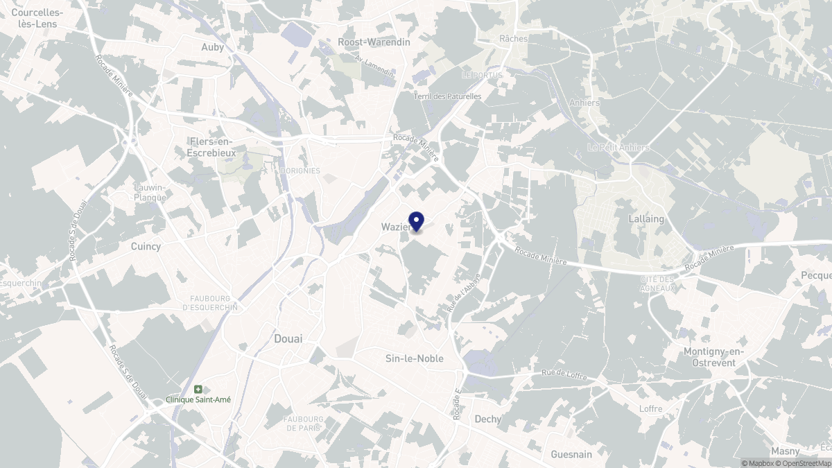 Aperçu cartographique de Waziers, centré sur la commune