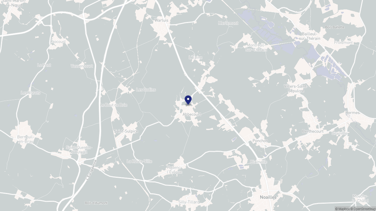Aperçu cartographique de Abbecourt, centré sur la commune