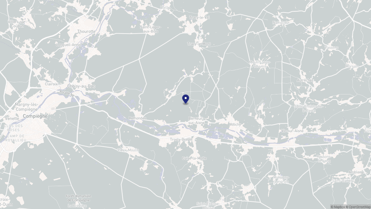 Aperçu cartographique de Berneuil-sur-Aisne, centré sur la commune