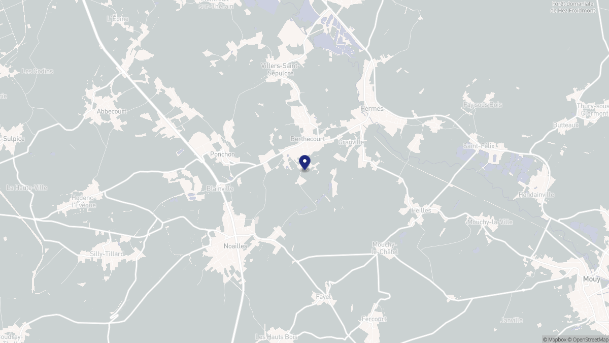 Aperçu cartographique de Berthecourt, centré sur la commune