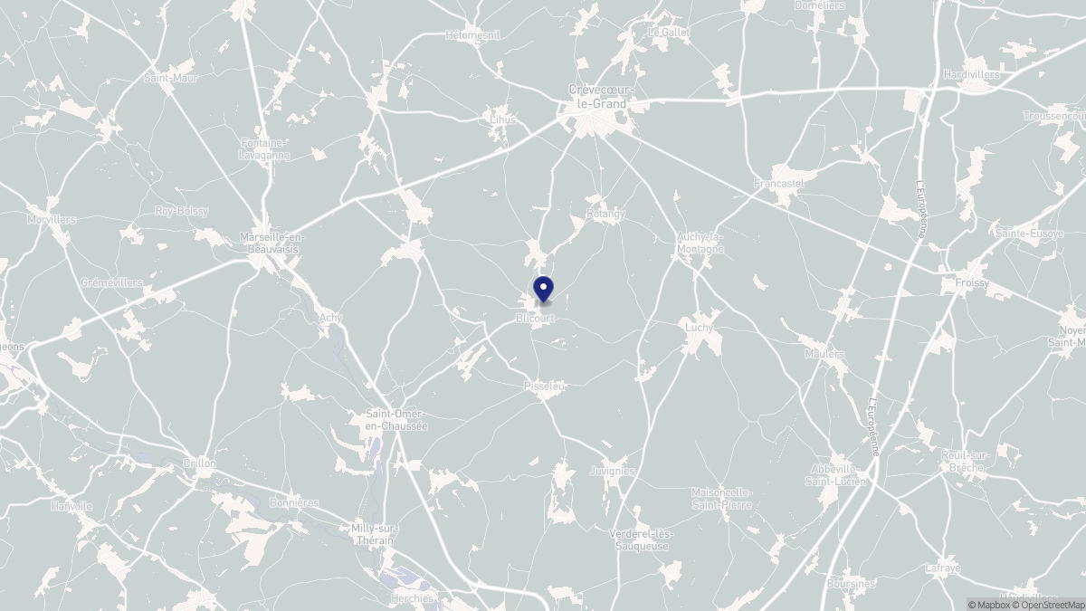 Aperçu cartographique de Blicourt, centré sur la commune