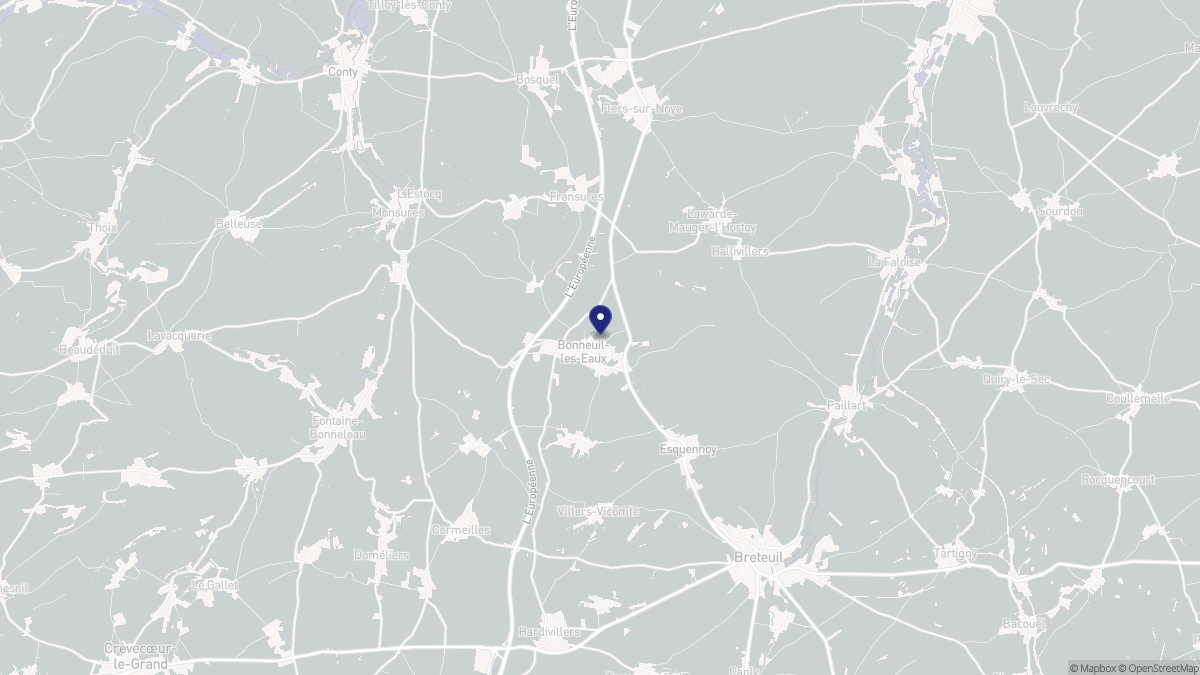 Aperçu cartographique de Bonneuil-les-Eaux, centré sur la commune
