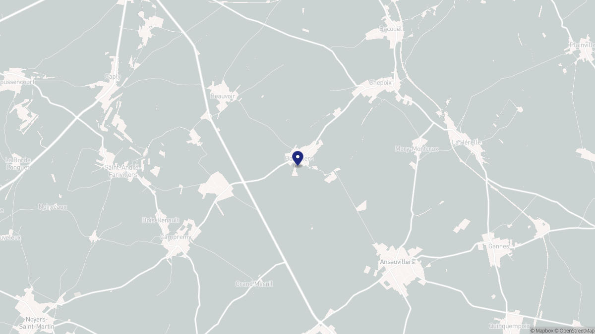 Aperçu cartographique de Bonvillers, centré sur la commune