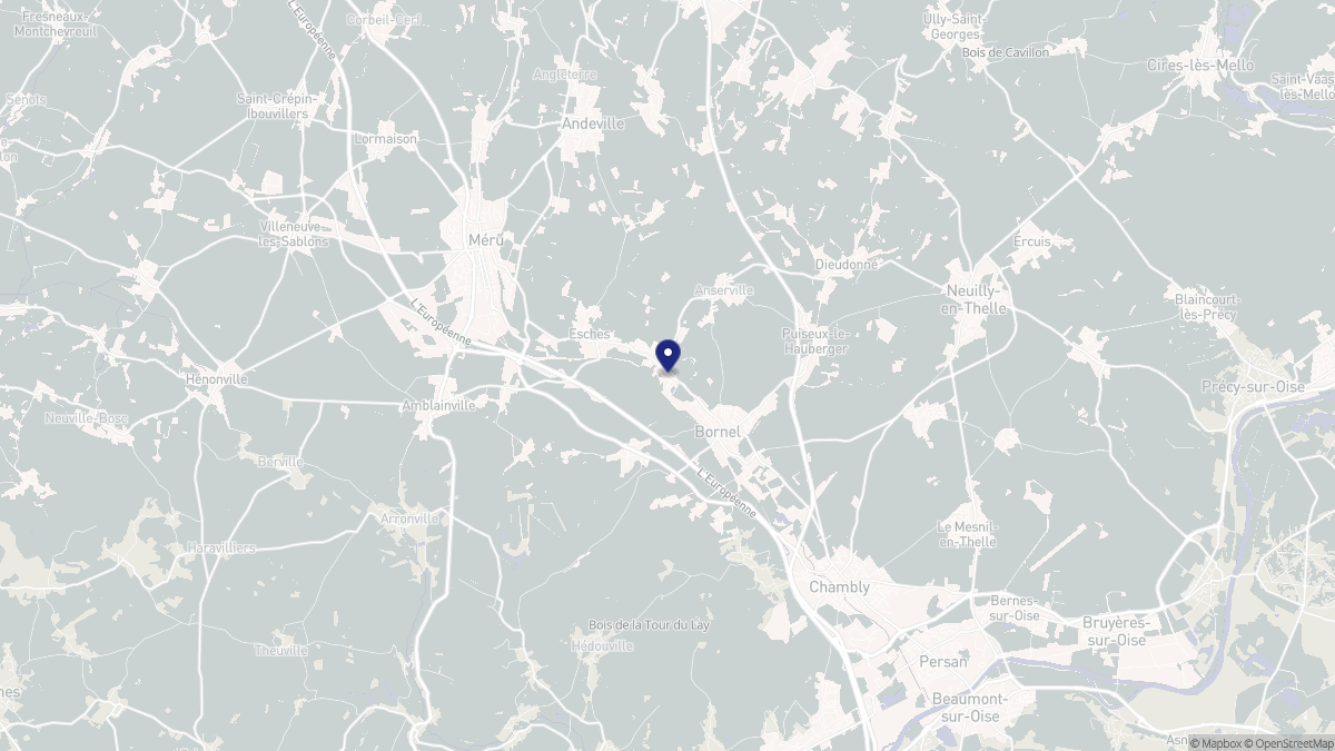Aperçu cartographique de Bornel, centré sur la commune