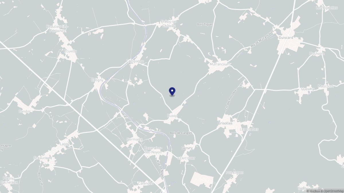 Aperçu cartographique de Bussy, centré sur la commune