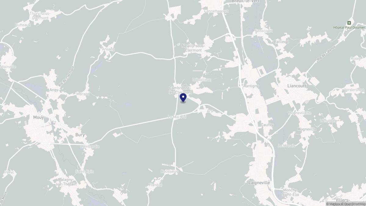 Aperçu cartographique de Cambronne-lès-Clermont, centré sur la commune