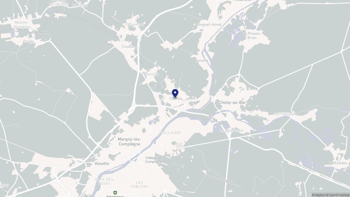 Aperçu cartographique de Clairoix, centré sur la commune