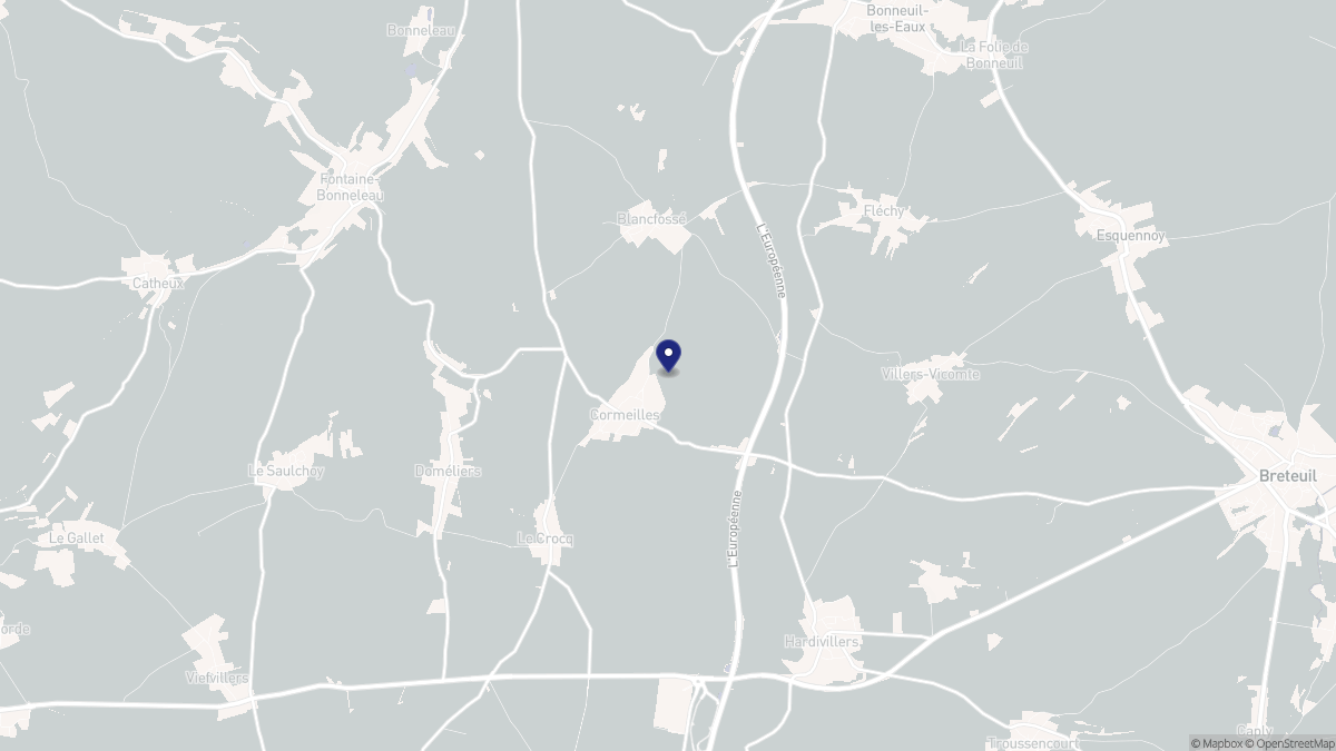 Aperçu cartographique de Cormeilles, centré sur la commune