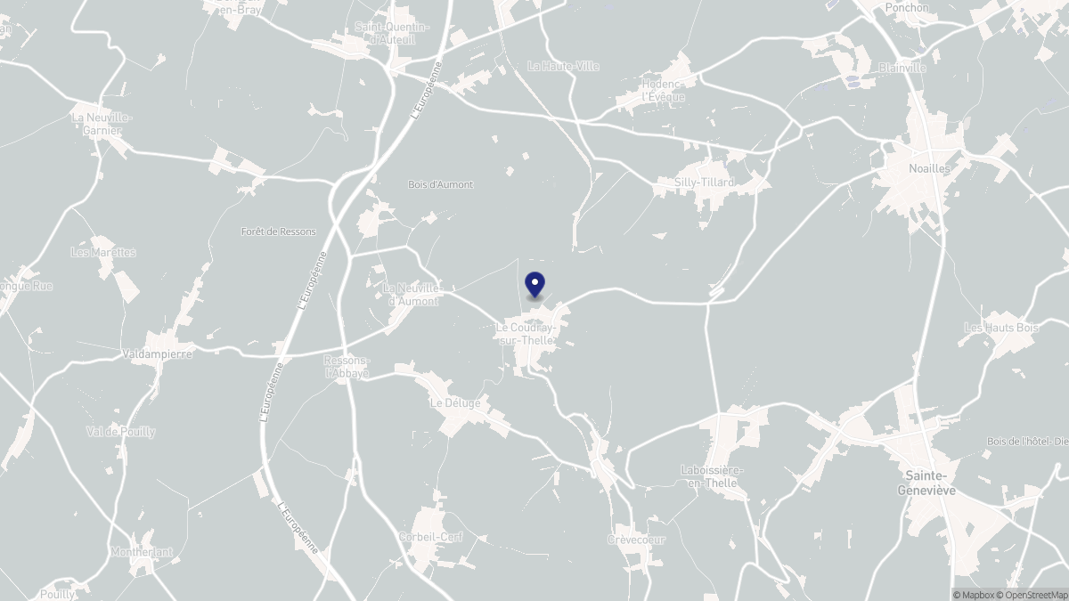 Aperçu cartographique de Le Coudray-sur-Thelle, centré sur la commune