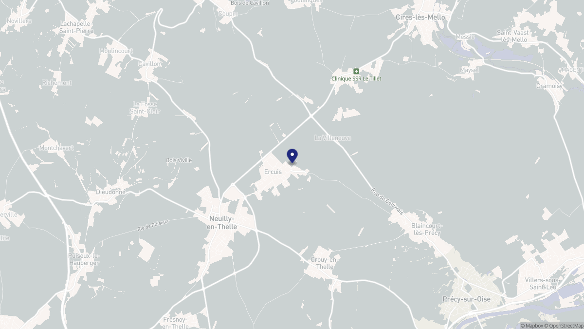 Aperçu cartographique de Ercuis, centré sur la commune
